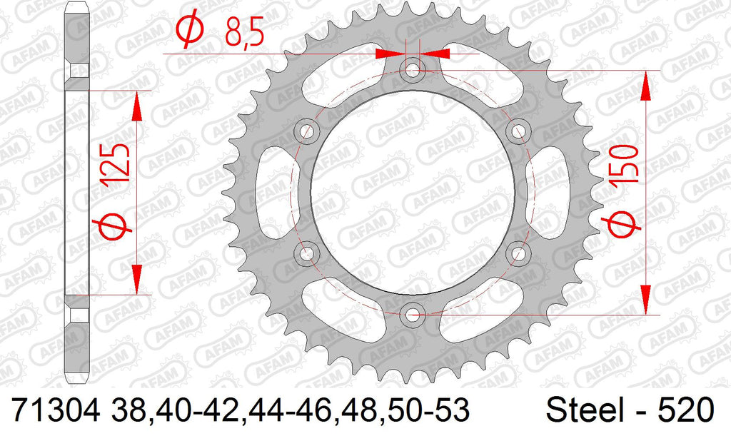 AFAM XS-ring super reinforced Chain & Steel Sprocket Kit, 520 (OE Pitch) - Gold 106 link XS-ring super reinforced chain, 17T steel/38T Steel