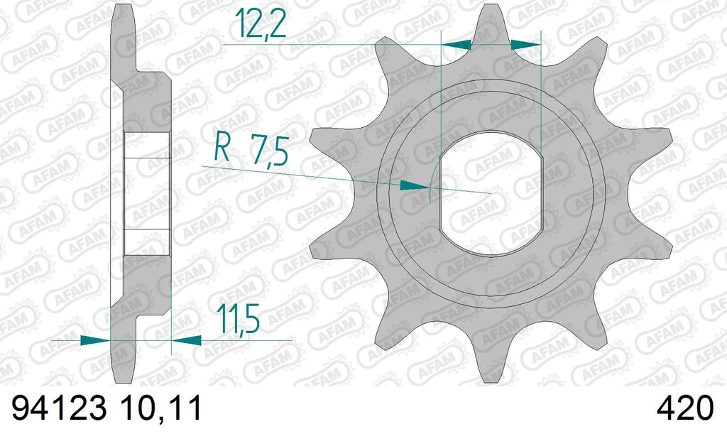 AFAM MX Racing Chain & Alu Sprocket Kit, 420 conversion - Gold 104 link MX Racing chain, 11T steel/44T Alu sprockets
