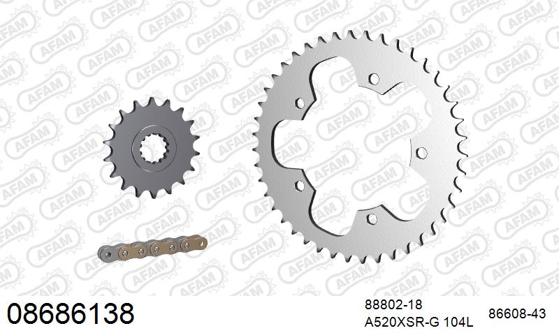 AFAM XS-ring super reinforced Chain & Steel Sprocket Kit, 520 (OE Pitch) (08686138)