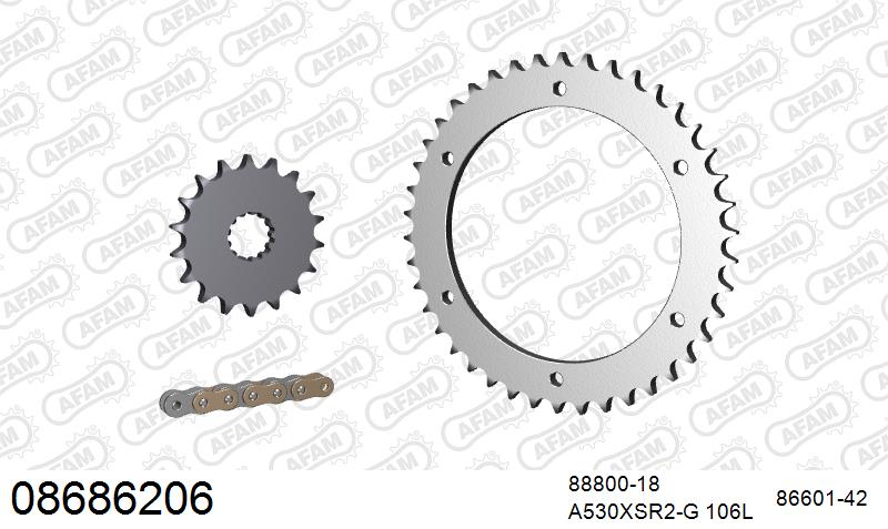 AFAM XS-ring super reinforced Chain & Steel Sprocket Kit, 530 (OE Pitch) (08686206)