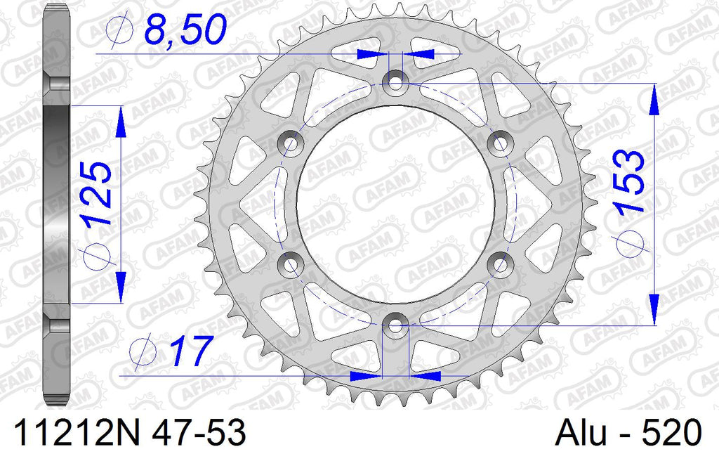 AFAM MX reinforced Chain & Alu Sprocket Kit, 520 (OE Pitch) - Gold 112 link MX reinforced chain, 13T steel/41T Alu sprockets
