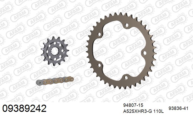 AFAM XS-ring Hyper reinforced Chain & Alu Sprocket Kit, 525 (OE Pitch) (09389242)