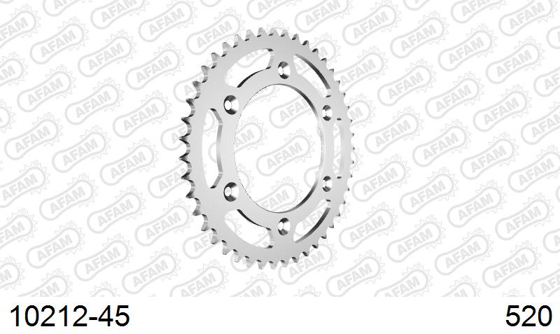 AFAM Rear Sprocket, 520 (OE Pitch), Steel - 45T, 112 links reqd (10212-45)