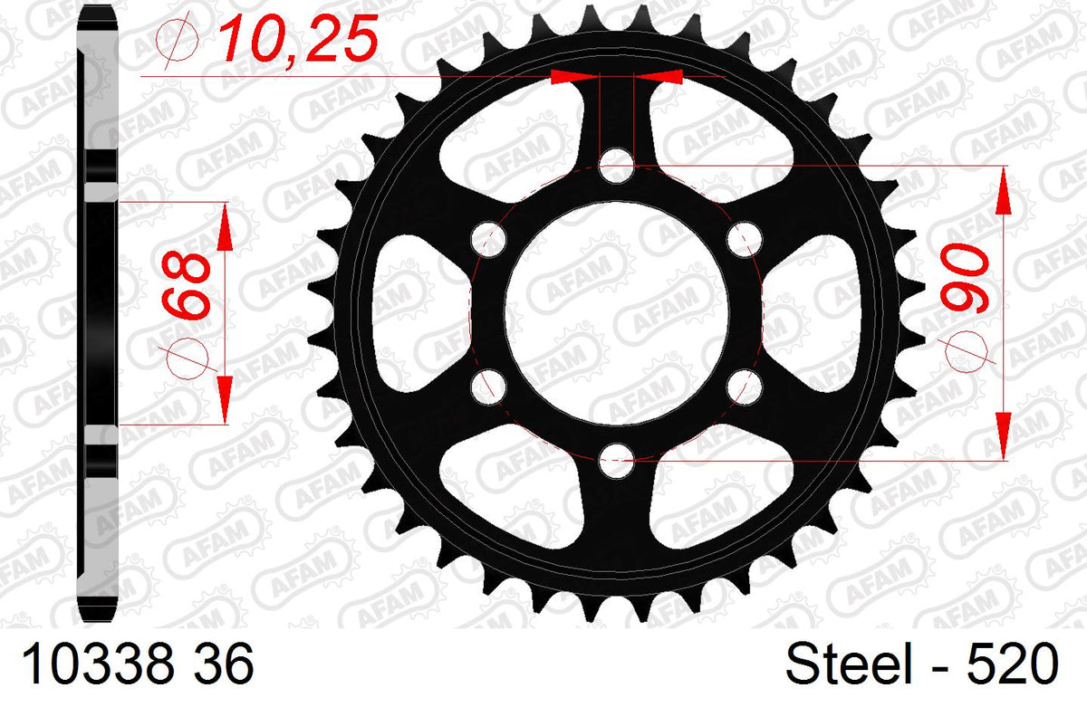 AFAM Rear Sprocket, 520 (OE Pitch), Steel - 36T (orig size) – Honda CB300R 2018–2026