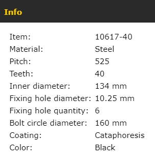 AFAM Rear Sprocket, 525 conversion, Steel - 40T, 116 links reqd