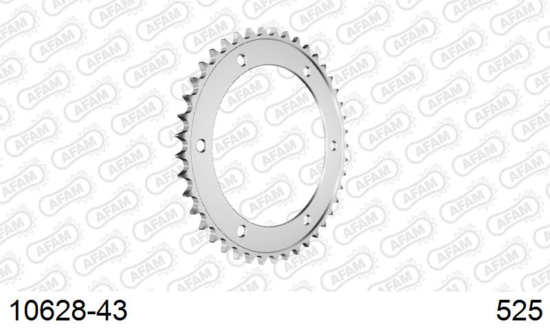 AFAM Rear Sprocket, 525 (OE Pitch), Steel - 43T (orig size) (10628-43)