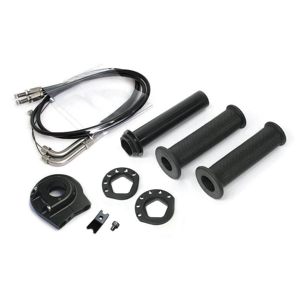 Active Fast Action Throttle Kit - Type Evo 2 - Body Black - 2 Alternative Diameter Pulleys 50,52mm - inc pro grips