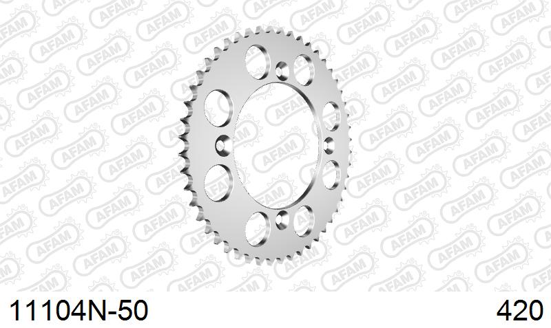 AFAM Rear Sprocket, 420 (OE Pitch), Alu - 50T, 116 links reqd