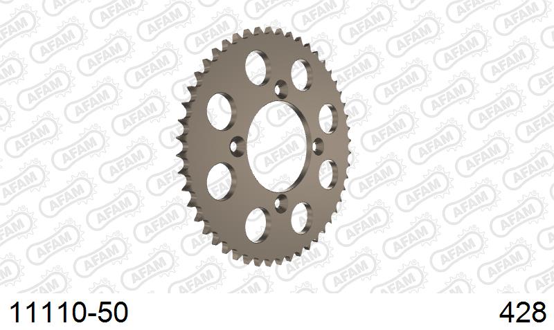 AFAM Rear Sprocket, 428 (OE Pitch), Alu - 50T (orig size) – Honda CRF 100 F 4,5,6,7,8,9,A,B,C,D 2004–2013 / Honda XR 100 R F,G,H,J,K,L,M,N,P,R,S,T,V,W,X,Y,1,2,3 1985–2003