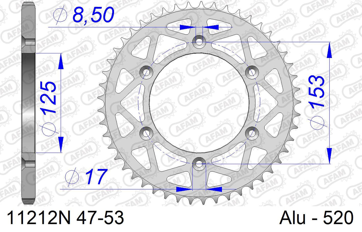 AFAM Rear Sprocket, 520 (OE Pitch), Alu - 41T (orig size) (11212N-41)