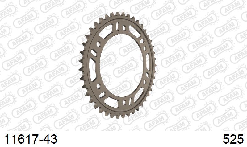 AFAM Rear Sprocket, 525 conversion, Alu - 43T, 118 links reqd
