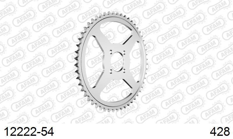 AFAM Rear Sprocket, 428 (OE Pitch), Steel - 54T (orig size) – Yamaha TT-R125 L 2000–2001