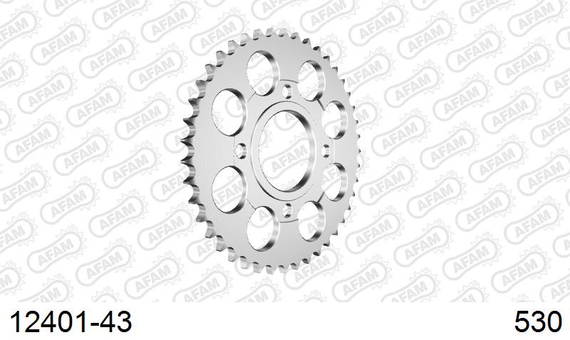 AFAM Rear Sprocket, 530 (OE Pitch), Steel - 43T, 108 links reqd (12401-43)