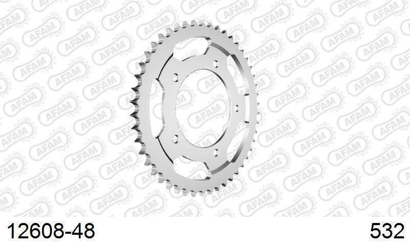 AFAM Rear Sprocket, 532 conversion, Steel - 48T (orig size) – Yamaha YZF-R6 1999–2002