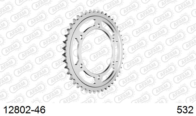 AFAM Rear Sprocket, 532 conversion, Steel - 46T, 110 links reqd