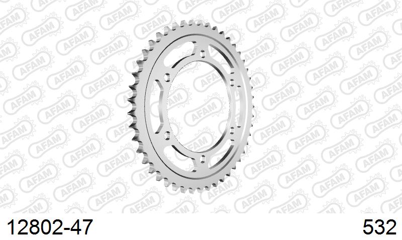 AFAM Rear Sprocket, 532 conversion, Steel - 47T (orig size)