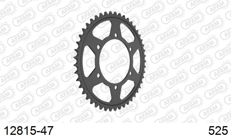 AFAM Rear Sprocket, 525 (OE Pitch), Steel - 47T, 118 links reqd