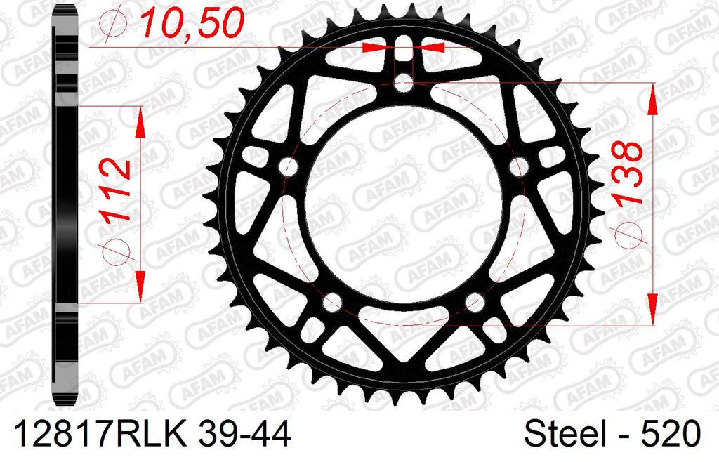 AFAM Rear Sprocket, 520 conversion, Steel - 41T (orig size) – Yamaha YZF-R1 / M 2015–2023
