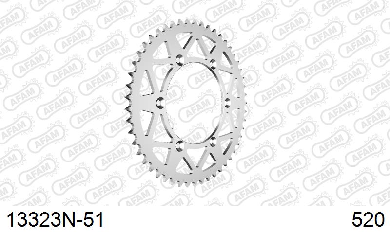 AFAM Rear Sprocket, 520 (OE Pitch), Alu - 51T, 116 links reqd (13323N-51)