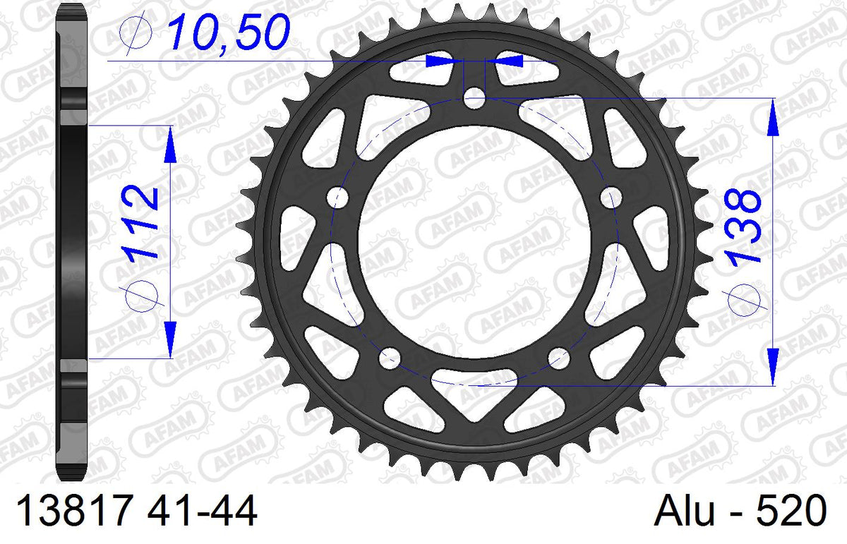 AFAM Rear Sprocket, 520 conversion, Alu - 41T (orig size) – Yamaha YZF-R1 / M 2015–2023
