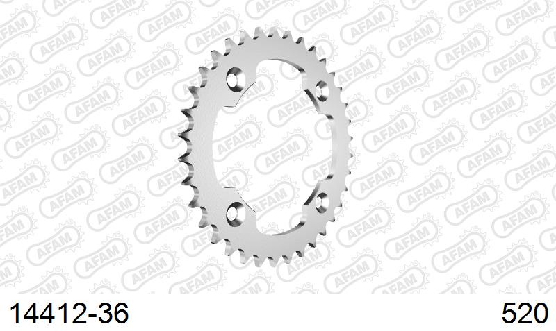 AFAM Rear Sprocket, 520 (OE Pitch), Steel - 36T (orig size) – Suzuki LTR450 ATV 2006–2008 / Suzuki LTZ400 ATV 2009–2016