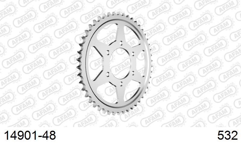 AFAM Rear Sprocket, 532 conversion, Steel - 48T (orig size) – Suzuki GSX-R1100 1989–1996