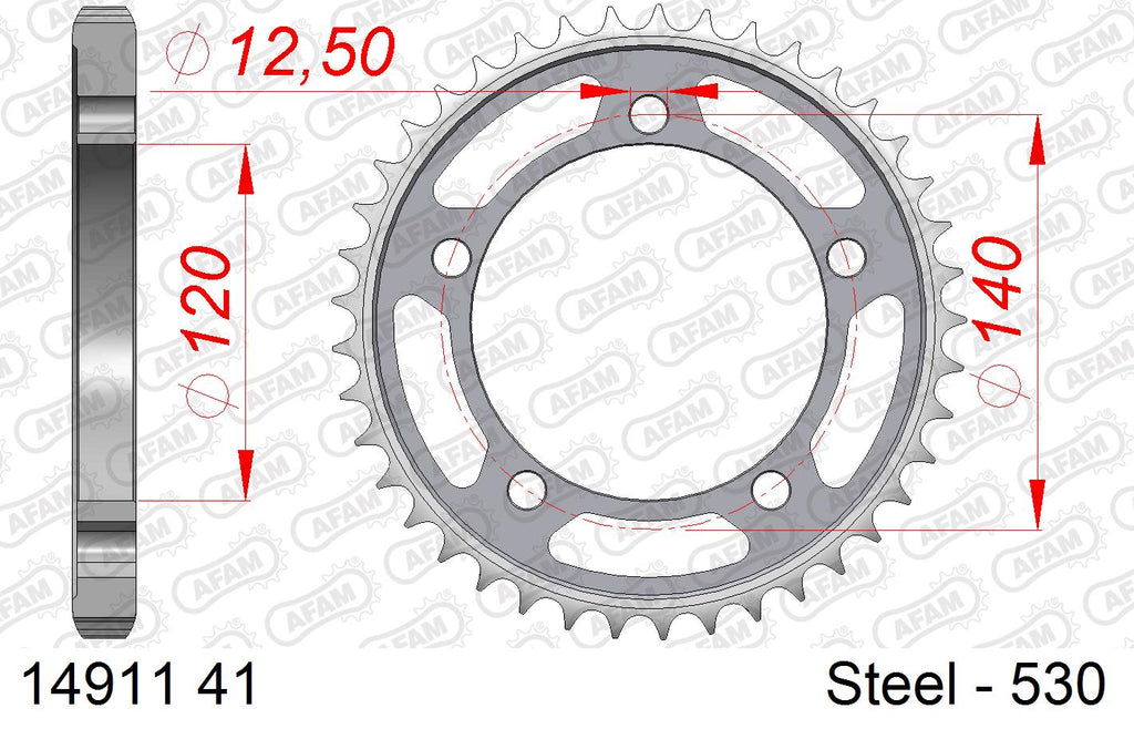 AFAM Rear Sprocket, 530 (OE Pitch), Steel - 41T (orig size) – Suzuki GSX1400 2001–2007