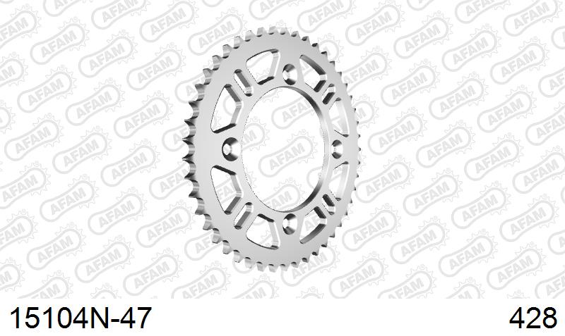 AFAM Rear Sprocket, 428 (OE Pitch), Alu - 47T, 122 links reqd