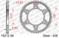 AFAM Rear Sprocket, 428 (OE Pitch), Steel - 56T (orig size) – Kawasaki Ninja 125 2019–2026 / Kawasaki Z125 2019–2026