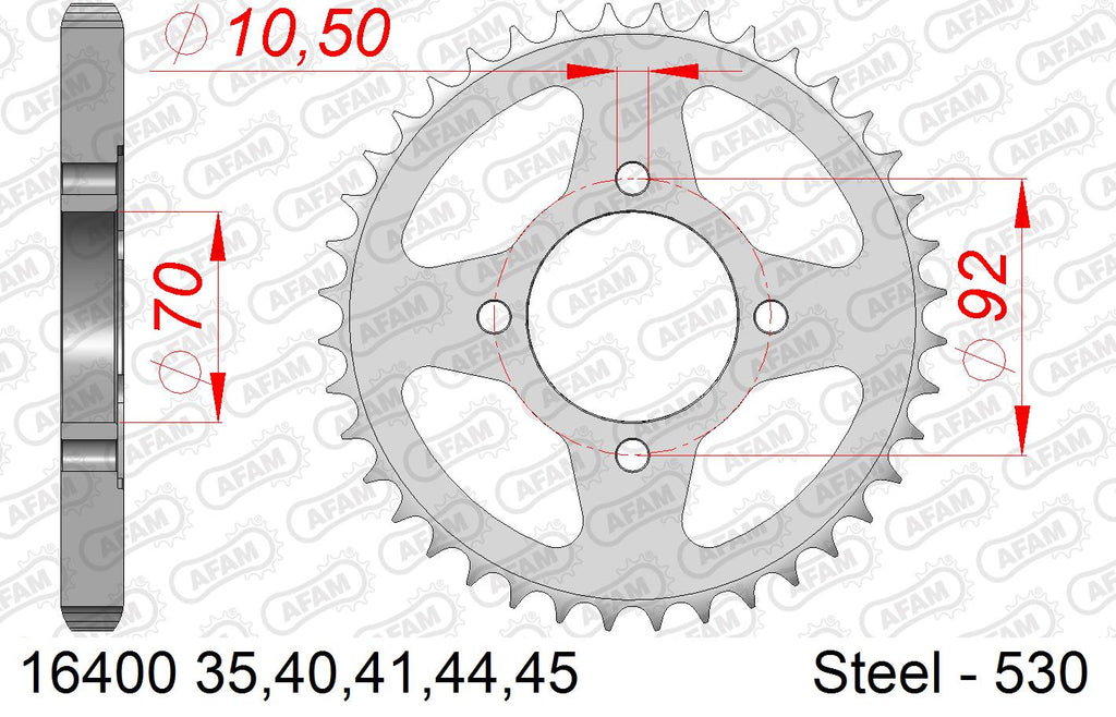 AFAM Rear Sprocket, 530 (OE Pitch), Steel - 35T (orig size) – Kawasaki GPZ 305 A1,B2,B3,B4,B5,B6,B7,B7,B8,B8,B9,B10,B10,B10 1983–1996 / Kawasaki Z250 1979–1983