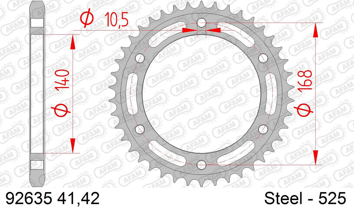 AFAM XS-ring Extra Reinforced Chain & Steel Sprocket Kit, 525 (OE Pitch) - Plain Steel 120 link XS-ring Extra Reinforced chain, 19T steel/47
