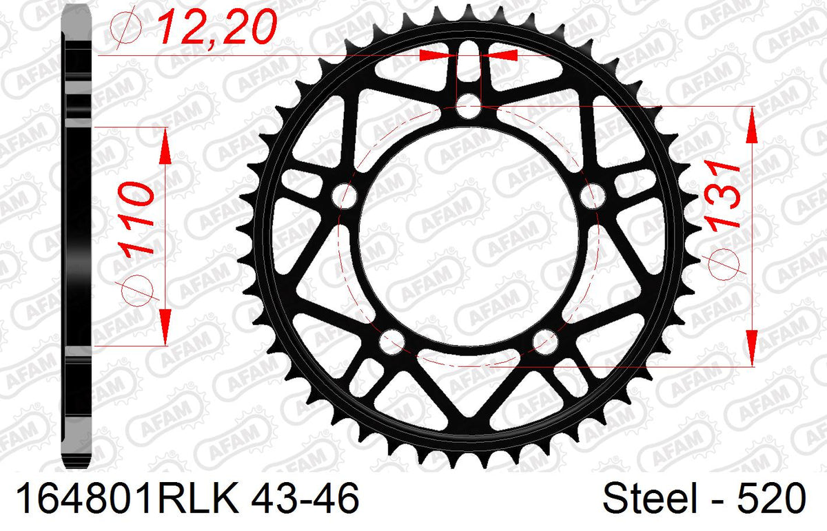 AFAM Rear Sprocket, 520 conversion, Steel - 45T (orig size) – BMW S1000R Naked 2014–2020 / BMW S1000RR 2010–2018
