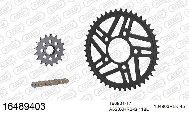 AFAM XS-ring Hyper reinforced Chain & Racing Superlight Steel Sprocket Kit, 520 (OE Pitch)