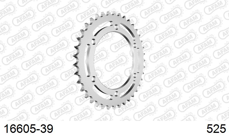 AFAM Rear Sprocket, 525 (OE Pitch), Steel - 39T (orig size) (16605-39)