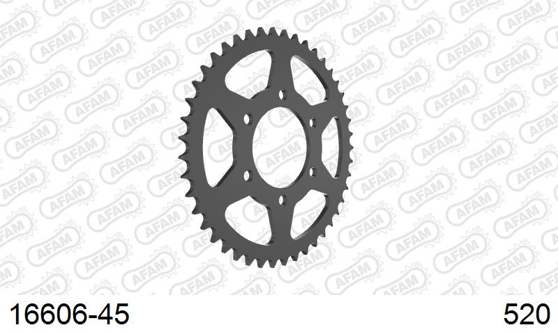 AFAM Rear Sprocket, 520 (OE Pitch), Steel - 45T, 114 links reqd (16606-45)