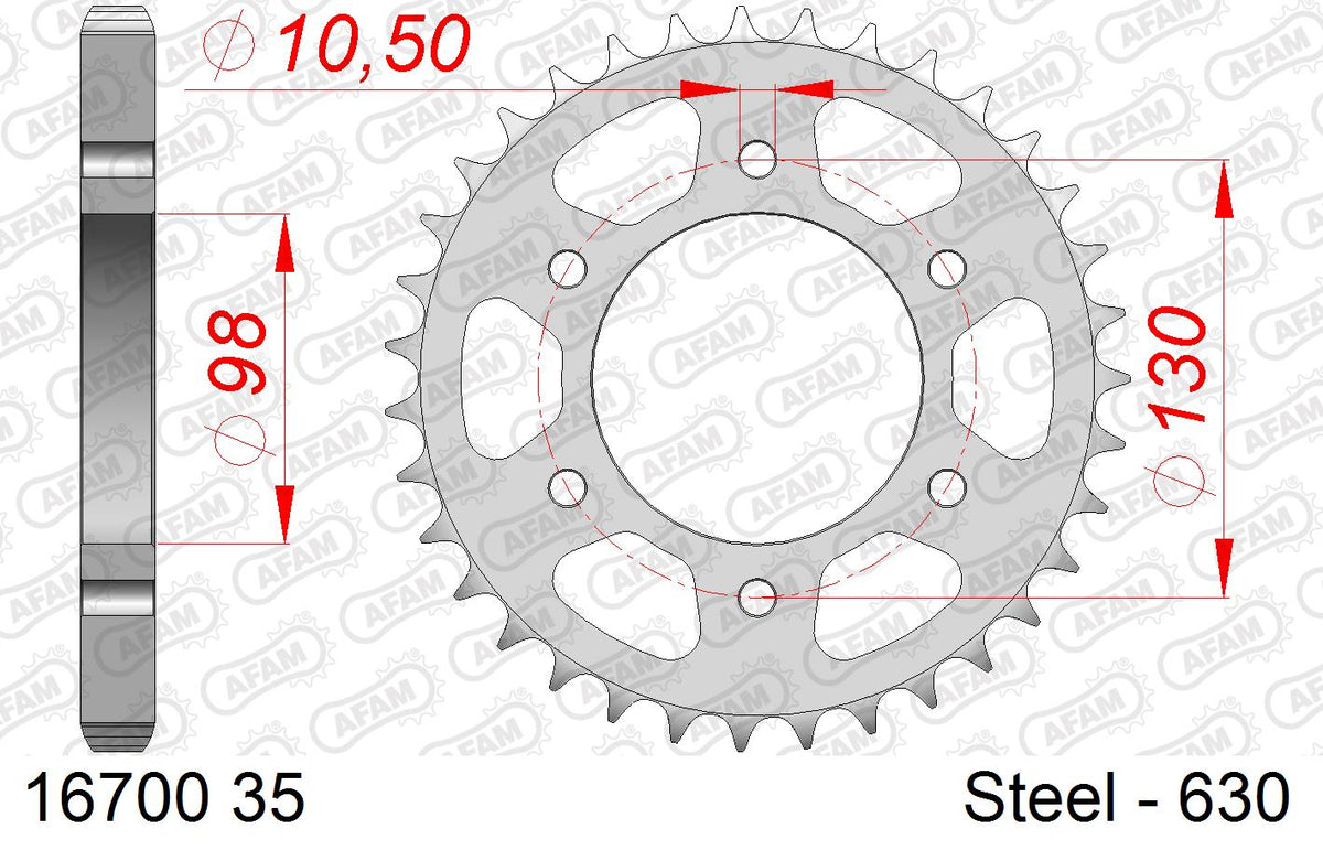 AFAM Rear Sprocket, 630 (OE Pitch), Steel - 35T (orig size), fits Z1,Z1A,Z1B