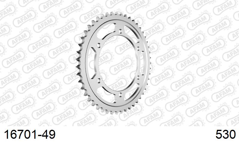 AFAM Rear Sprocket, 530 (OE Pitch), Steel - 49T, 114 links reqd