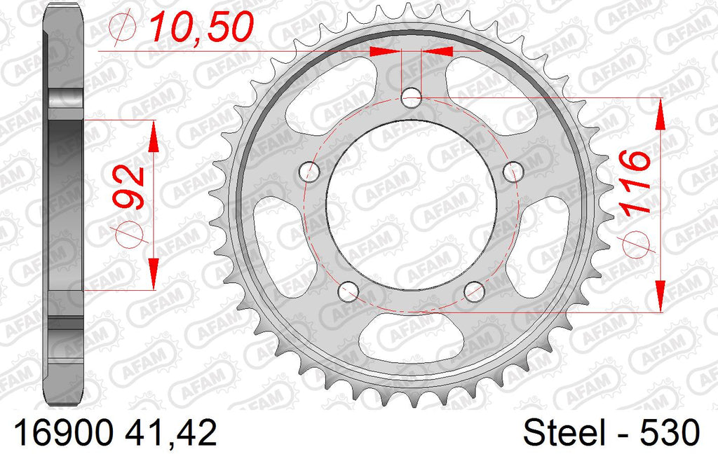 AFAM Rear Sprocket, 530 (OE Pitch), Steel - 41T (orig size) – Kawasaki ZZR1400 2006–2020