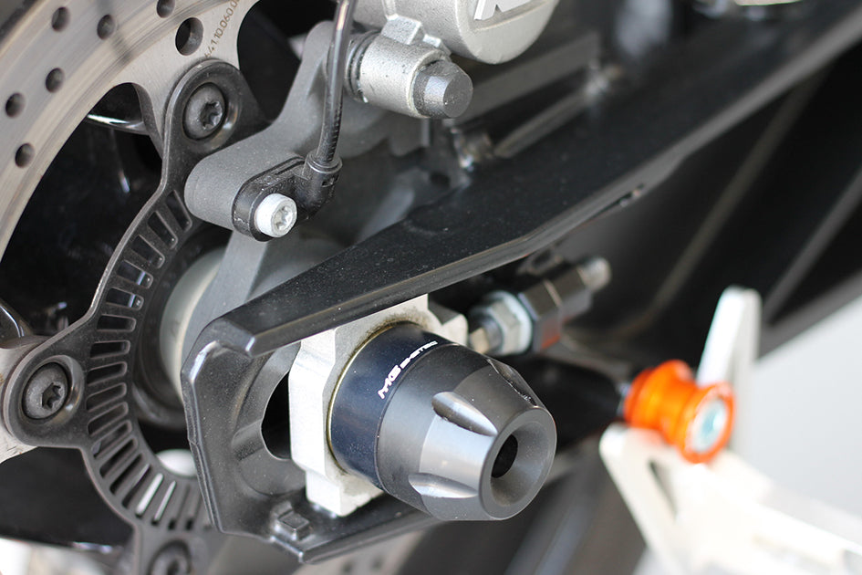 MG Biketec Teflon / Alu Swingarm Protector Set Incl. Bolts, Black (2002-656018)