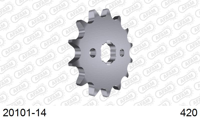AFAM Front Sprocket, 420 (OE Pitch), Steel - 14T (orig size) (20101-14)