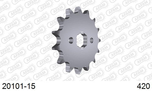 AFAM Front Sprocket, 420 (OE Pitch), Steel - 15T (orig size) (20101-15)