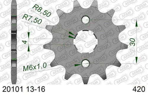 AFAM Front Sprocket, 420 (OE Pitch), Steel - 15T (orig size) (20101-15)