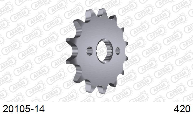 AFAM Front Sprocket, 420 (OE Pitch), Steel - 14T, 116 links reqd