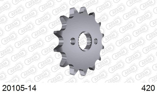 AFAM Front Sprocket, 420 (OE Pitch), Steel - 14T, 116 links reqd