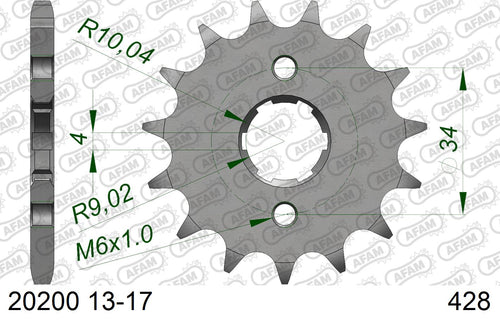 AFAM Front Sprocket, 428 (OE Pitch), Steel - 15T (orig size) (20200-15)
