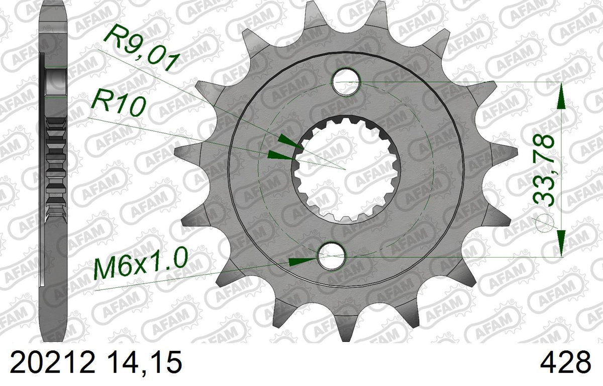 AFAM Front Sprocket, 428 conversion, Steel - 15T (orig size), fits RB
