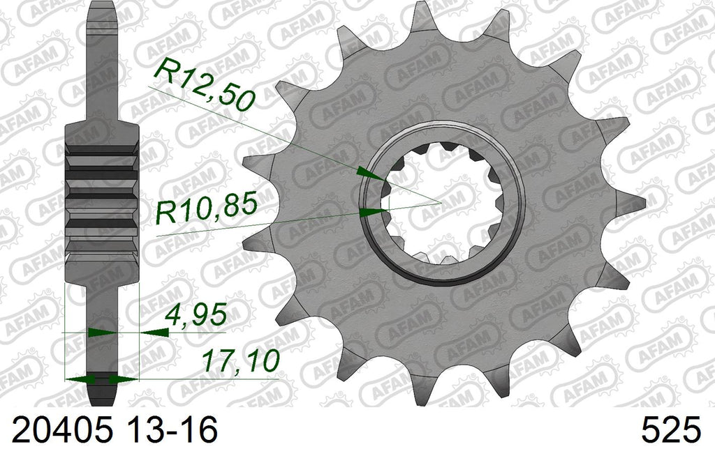 AFAM Front Sprocket, 525 (OE Pitch), Steel - 15T (orig size) (20405-15)