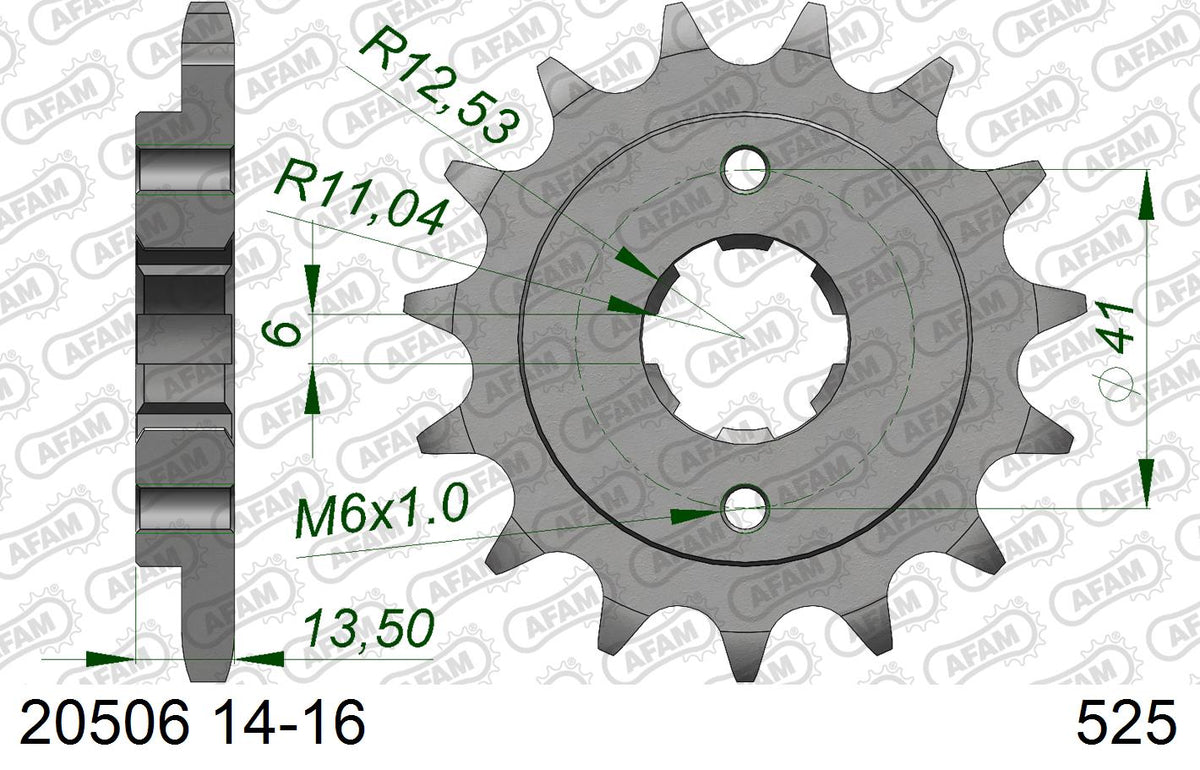 AFAM Front Sprocket, 525 (OE Pitch), Steel - 15T, 118 links reqd – Honda XL600V Transalp 1987–1988