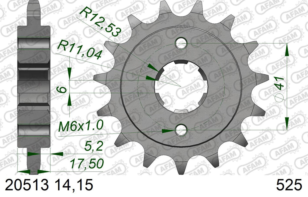 AFAM Front Sprocket, 525 (OE Pitch), Steel - 15T (orig size) – Honda XBR500 / GB500 1985–1988