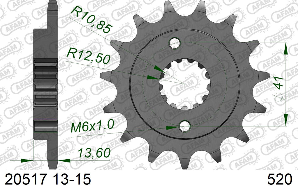 AFAM Front Sprocket, 520 (OE Pitch), Steel - 14T (orig size) – Honda XR650 2000–2007